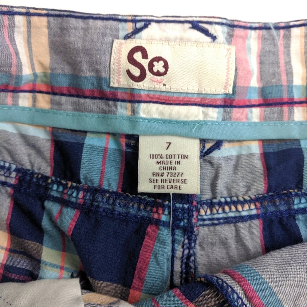 SO Plaid Blue Shorts 7 NWT - Picture 4 of 7